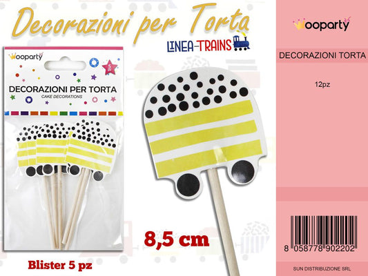 L. TRAINS DEC. PER TORTA  5PC -8.5CM /PZ DA 12**