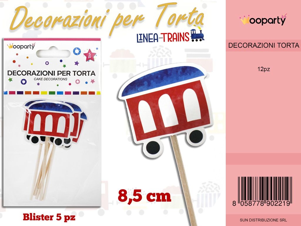 L. TRAINS DEC. PER TORTA  5PC -8.5CM /PZ DA 12**