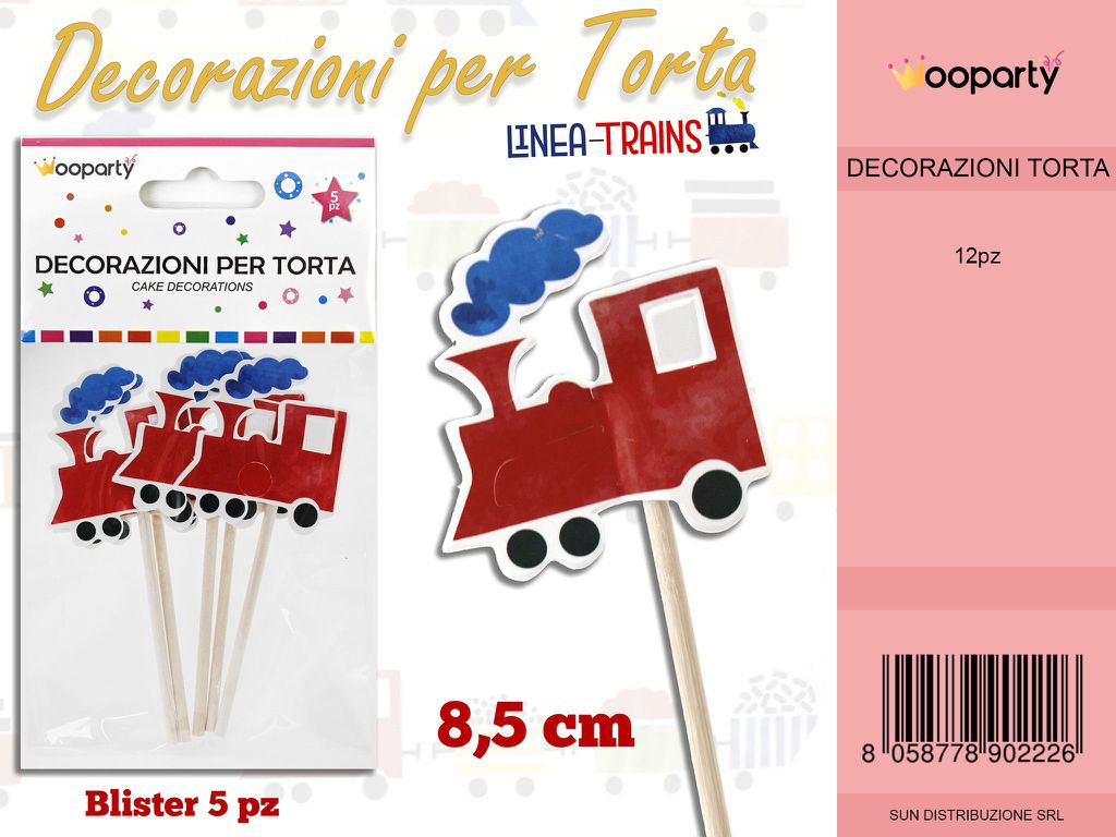 L. TRAINS DEC. PER TORTA  5PC -8.5CM /PZ DA 12**