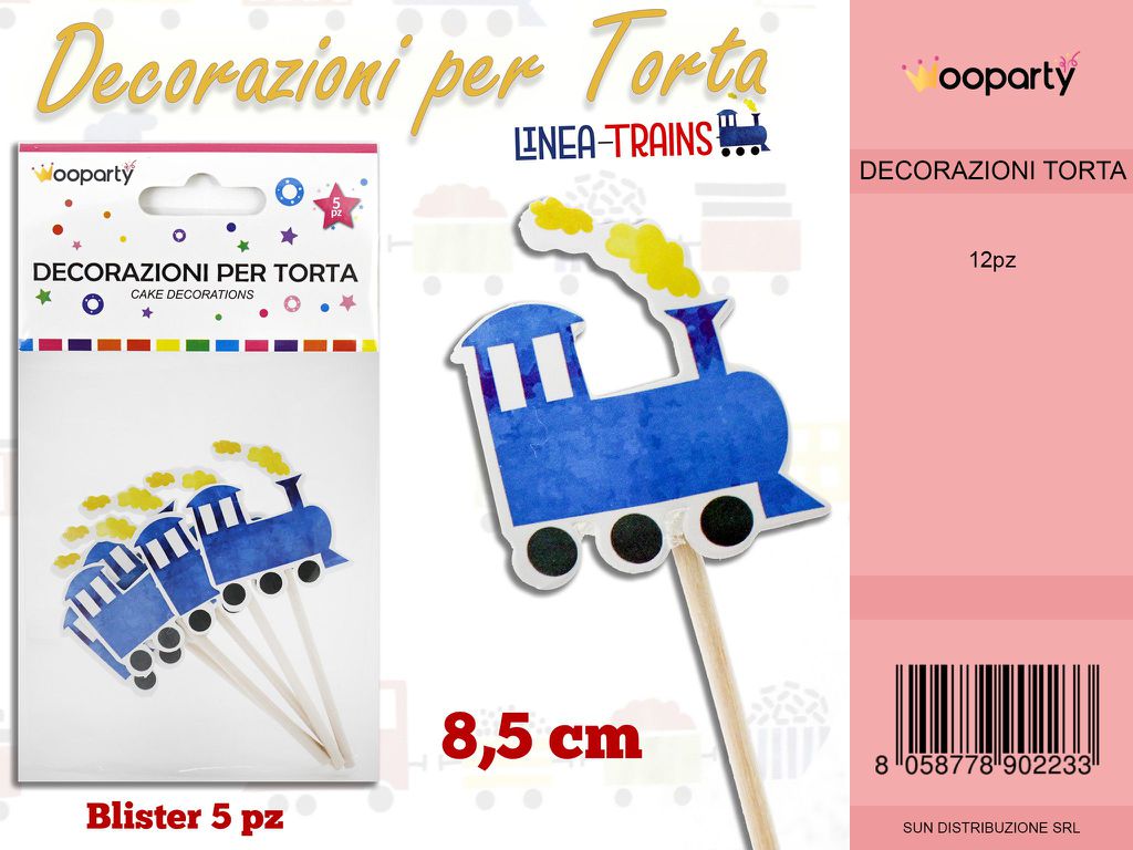 L. TRAINS DEC. PER TORTA  5PC -8.5CM /PZ DA 12**