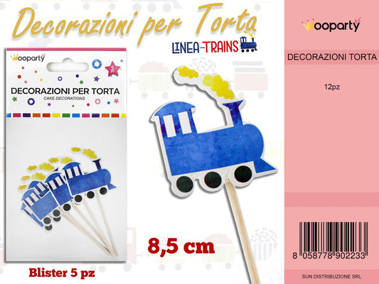 L. TRAINS DEC. PER TORTA  5PC -8.5CM /PZ DA 12**