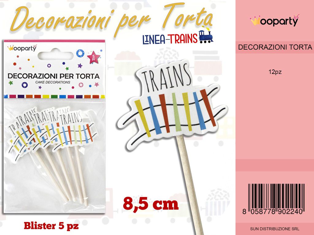 L. TRAINS DEC. PER TORTA  5PC -8.5CM /PZ DA 12**