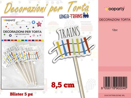 L. TRAINS DEC. PER TORTA  5PC -8.5CM /PZ DA 12**