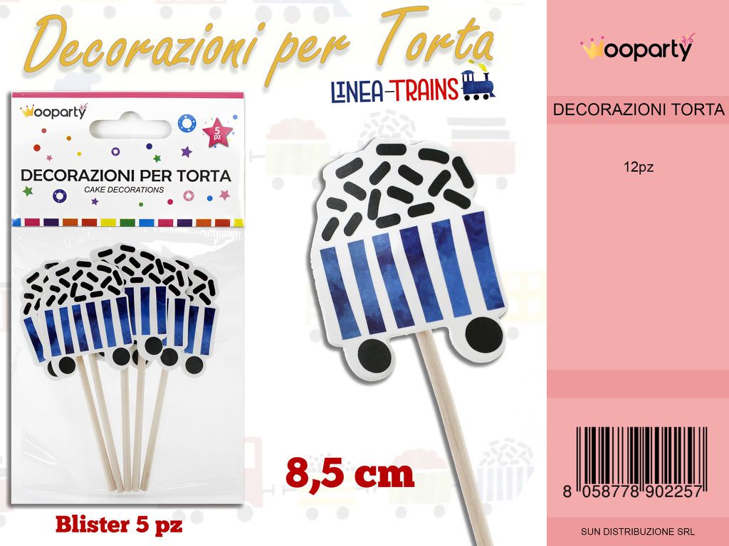 L. TRAINS DEC. PER TORTA  5PC -8.5CM /PZ DA 12**