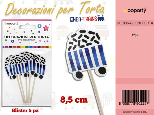 L. TRAINS DEC. PER TORTA  5PC -8.5CM /PZ DA 12**