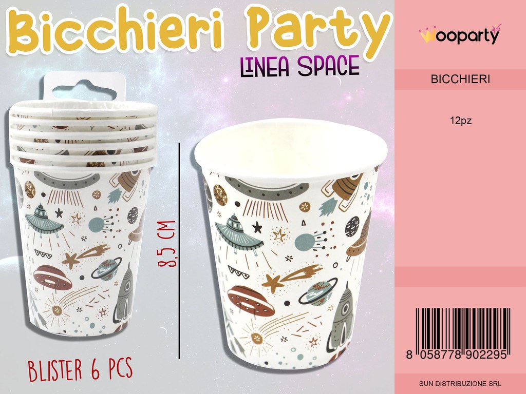 L. SPACE BICCHIERI IN CARTA 8.5CM -6 PCS /PZ DA 12**
