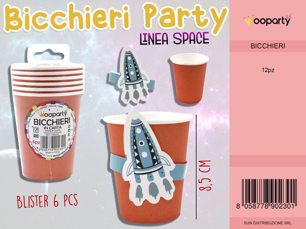 L. SPACE BICCHIERI IN CARTA 8.5CM -6 PCS /PZ DA 12**