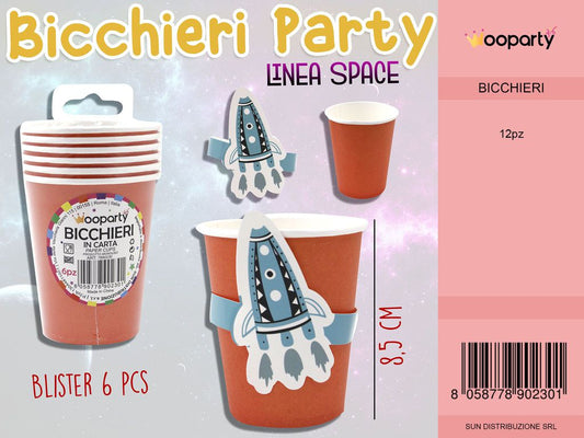 L. SPACE BICCHIERI IN CARTA 8.5CM -6 PCS /PZ DA 12**