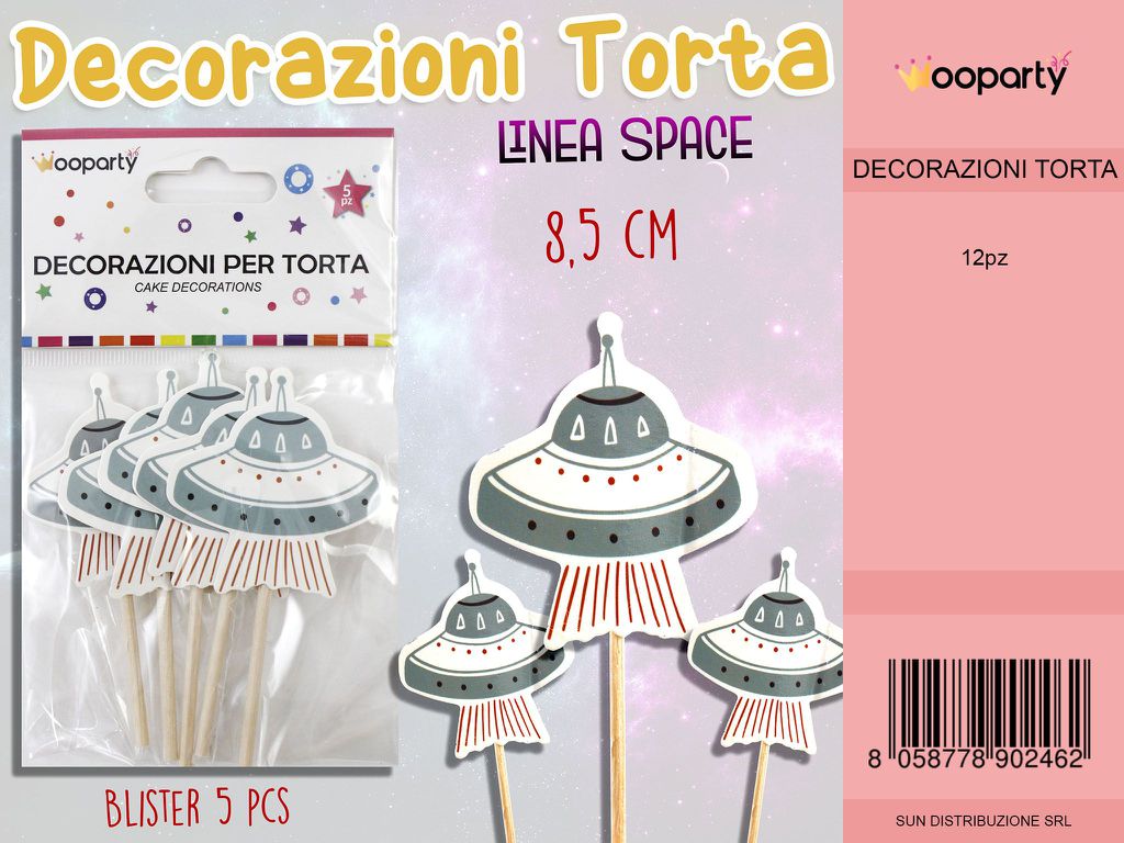 L. SPACE DEC. PER TORTA 8.5 CM-5 PCS  /PZ DA 12**
