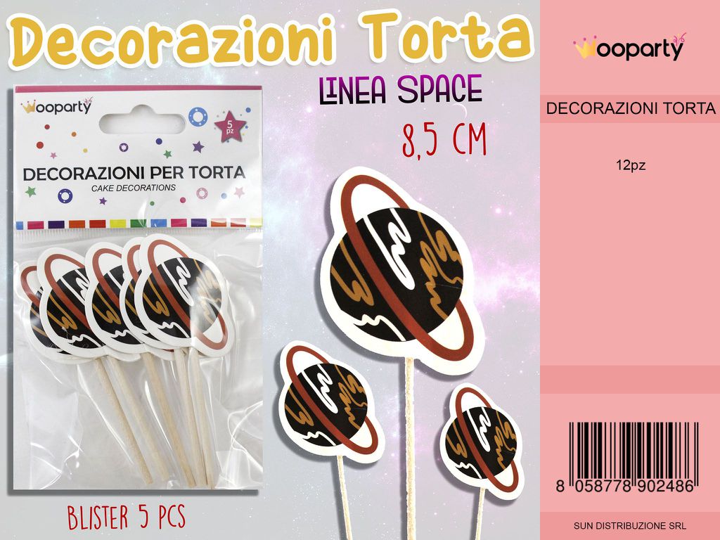 L. SPACE DEC. PER TORTA 8.5 CM-5 PCS  /PZ DA 12**
