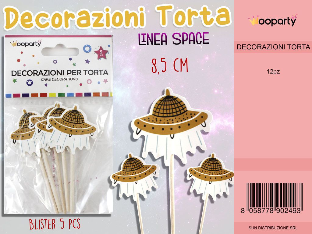 L. SPACE DEC. PER TORTA 8.5 CM-5 PCS  /PZ DA 12**