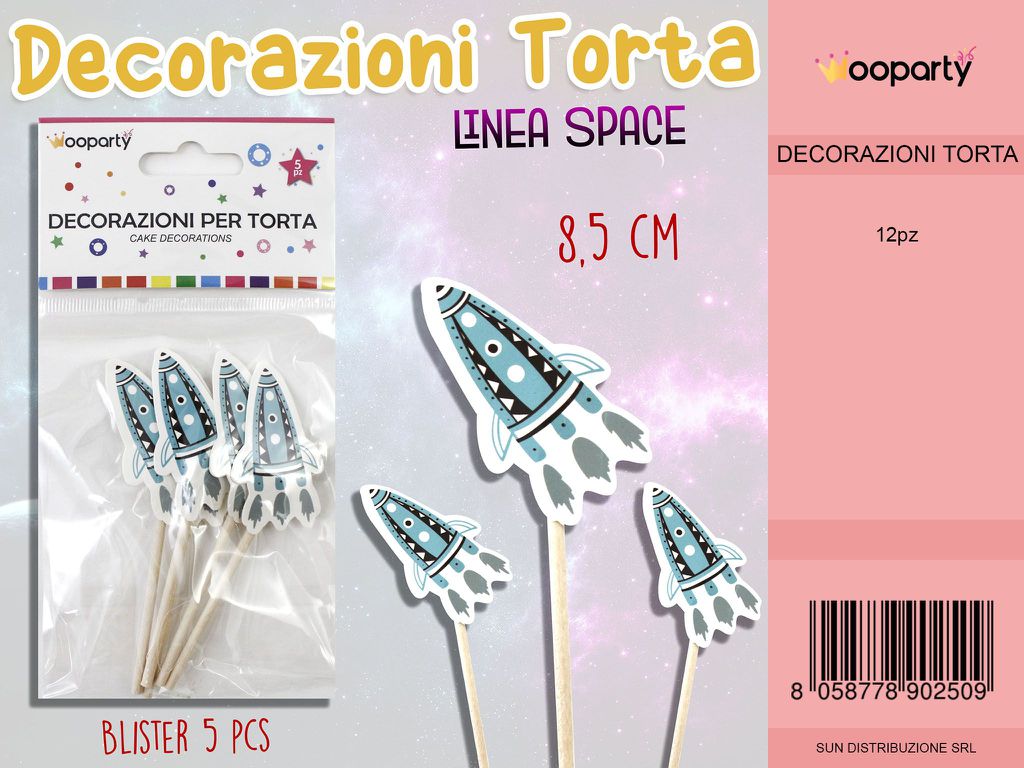 L. SPACE DEC. PER TORTA 8.5 CM-5 PCS  /PZ DA 12**