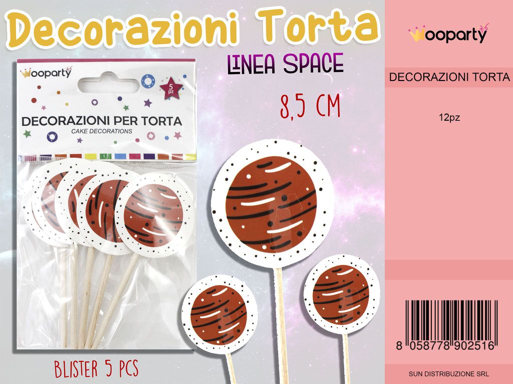 L. SPACE DEC. PER TORTA 8.5 CM-5 PCS  /PZ DA 12**