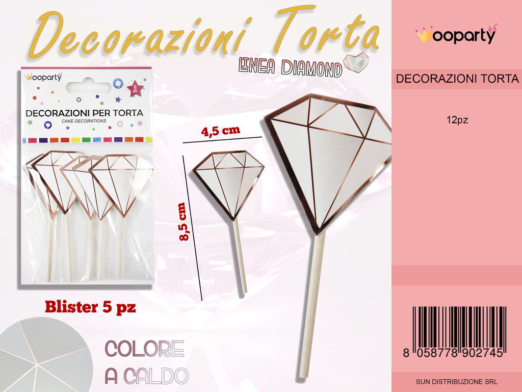 L. DIAMOND DEC.TORTA COL.CALDO 8.5CM 5PC /PZ DA 12**