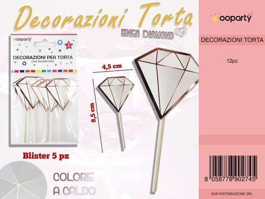 L. DIAMOND DEC.TORTA COL.CALDO 8.5CM 5PC /PZ DA 12**