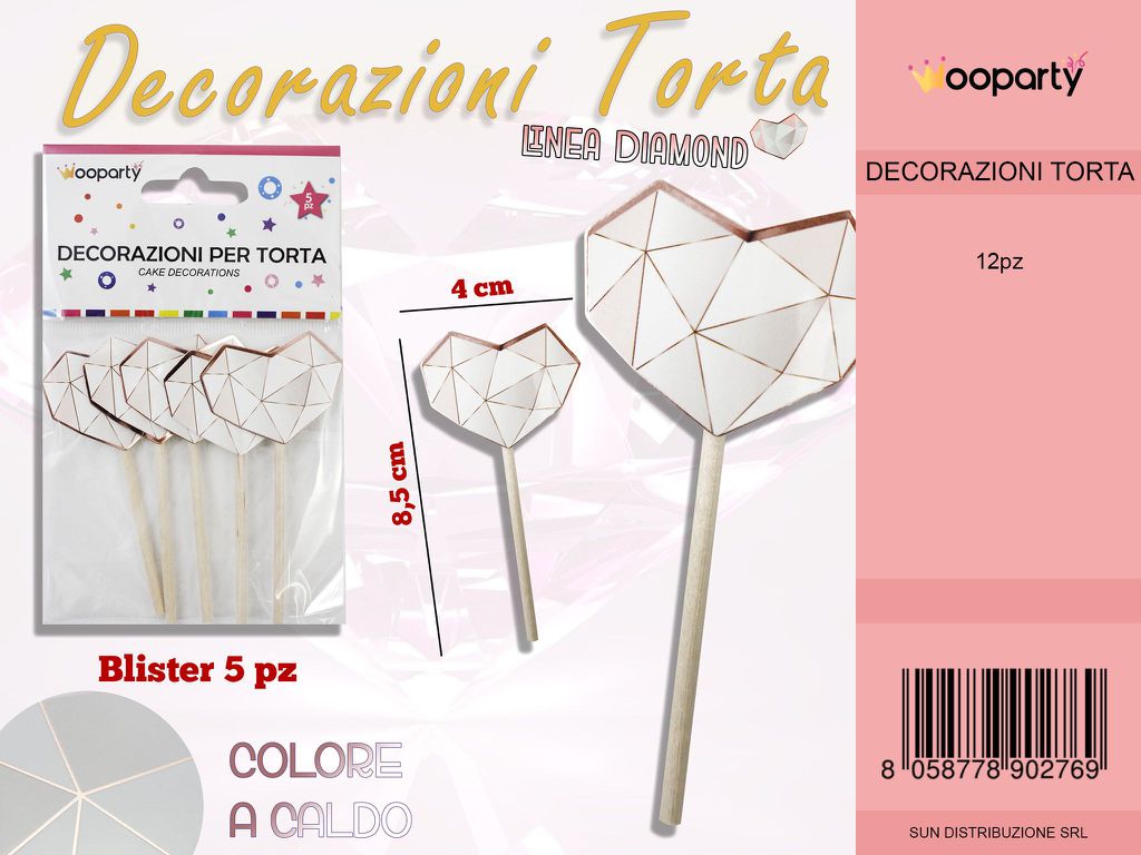 L. DIAMOND DEC.TORTA COL.CALDO 8.5CM 5PC /PZ DA 12**