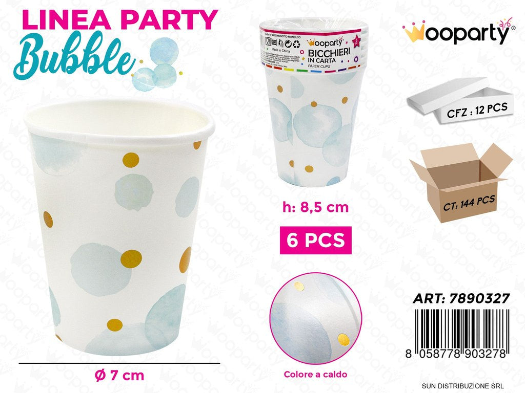 L. BUBBLE BICCHIERI CARTA D.7*8.5CM 6PCS /PZ DA 12**