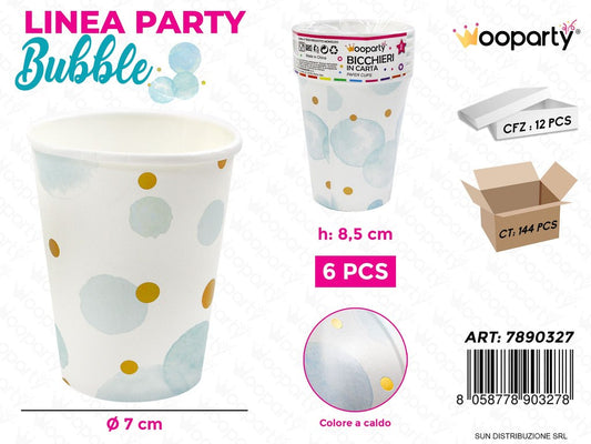 L. BUBBLE BICCHIERI CARTA D.7*8.5CM 6PCS /PZ DA 12**