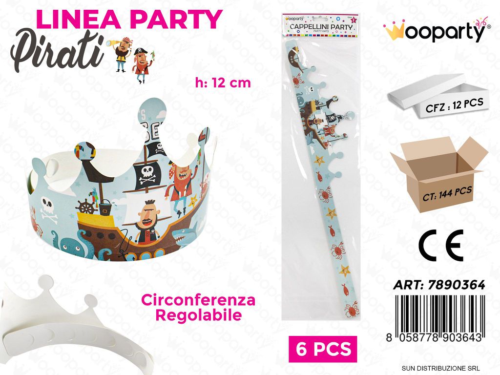 L. PIRATI CAPPELLINI PARTY 12CM 6PCS /PZ DA 12**