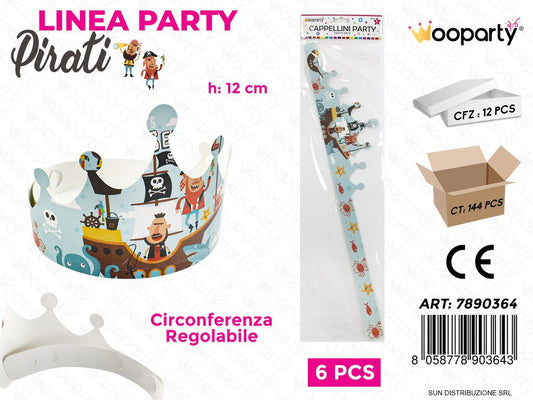 L. PIRATI CAPPELLINI PARTY 12CM 6PCS /PZ DA 12**