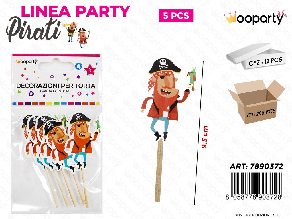 L. PIRATI DEC. PER TORTA 9.5CM 5PCS  /PZ DA 12**
