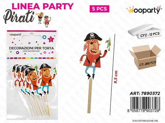 L. PIRATI DEC. PER TORTA 9.5CM 5PCS  /PZ DA 12**