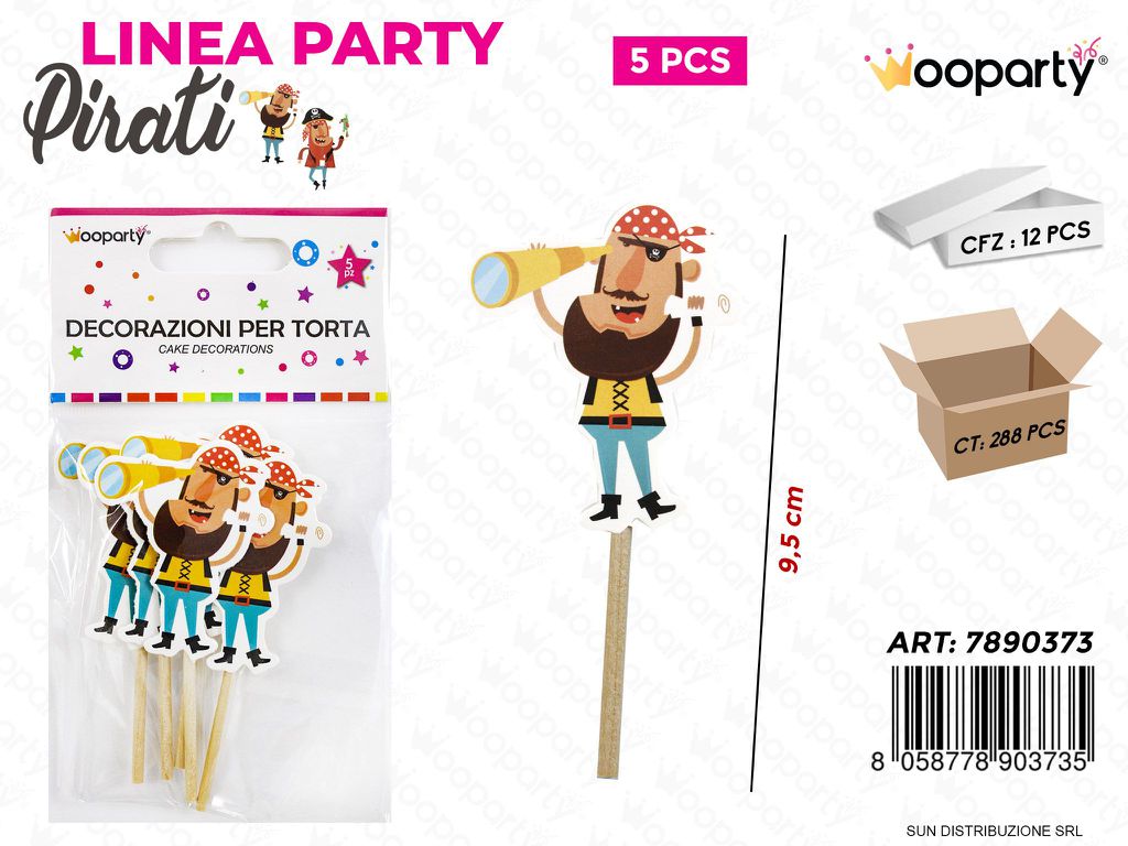 L. PIRATI DEC. PER TORTA 9.5CM 5PCS  /PZ DA 12**