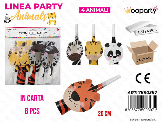 L. ANIMALSTROMBETTE PARTY  8PCS 20CM /PZ DA 12**