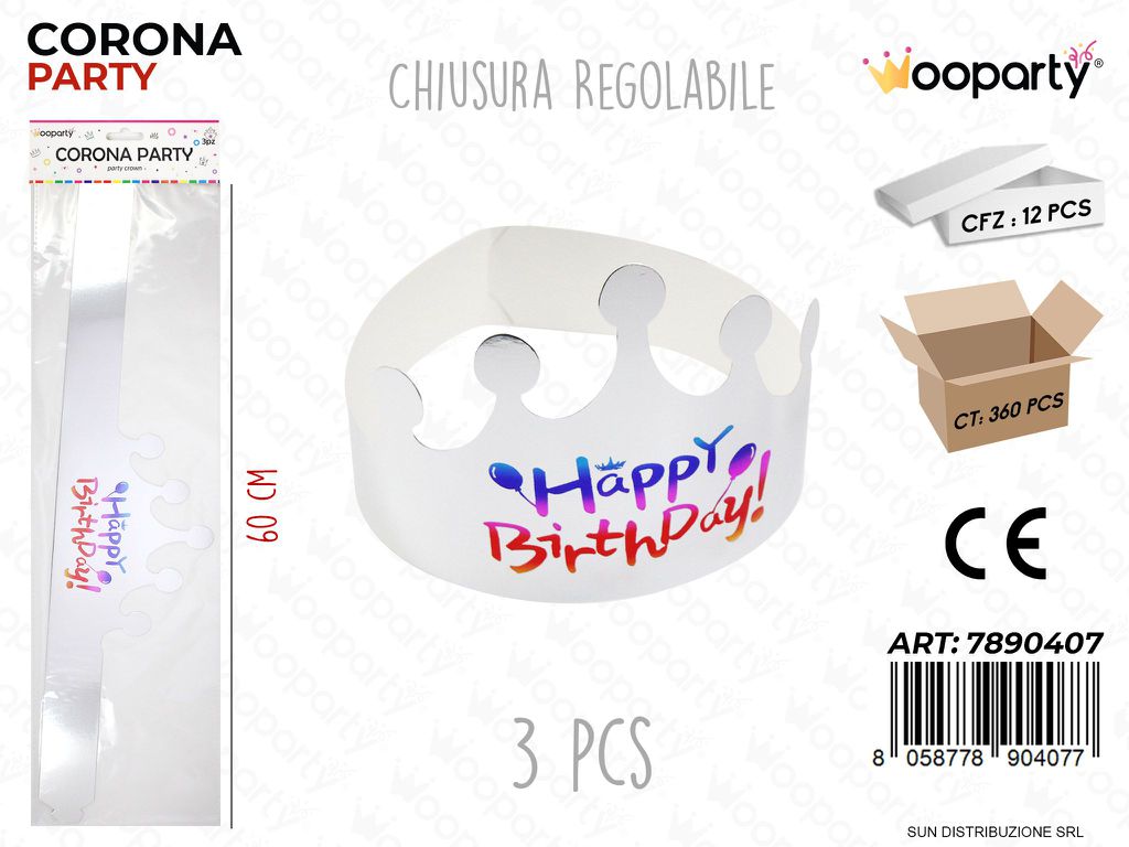 CORONA PARTY BIA. H. BIRTHDAY 60CM 3PCS /PZ DA 12**