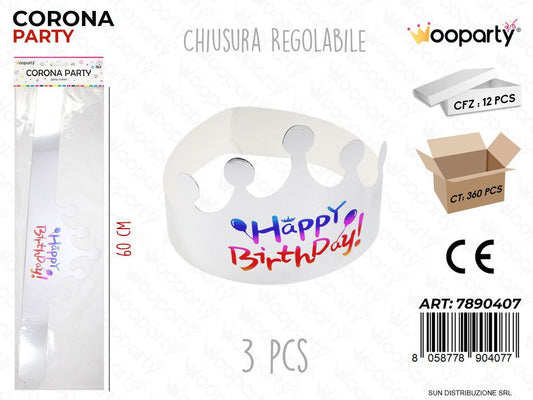 CORONA PARTY BIA. H. BIRTHDAY 60CM 3PCS /PZ DA 12**