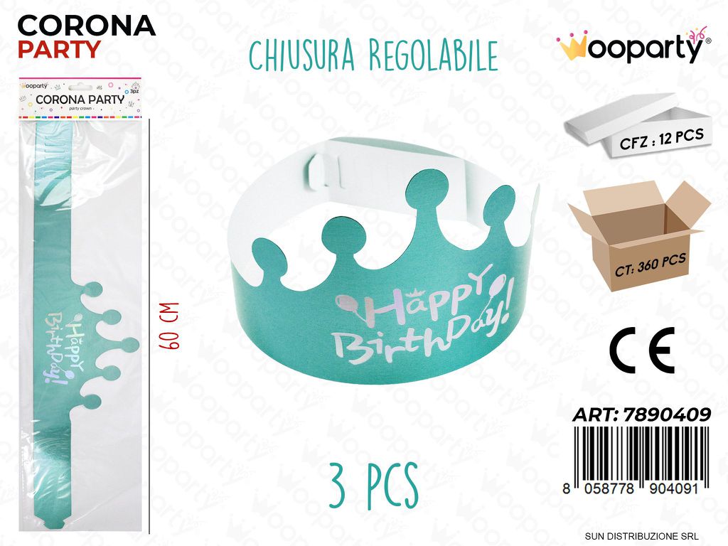 CORONA PARTY CEL. H. BIRTHDAY 60CM 3PCS /PZ DA 12**