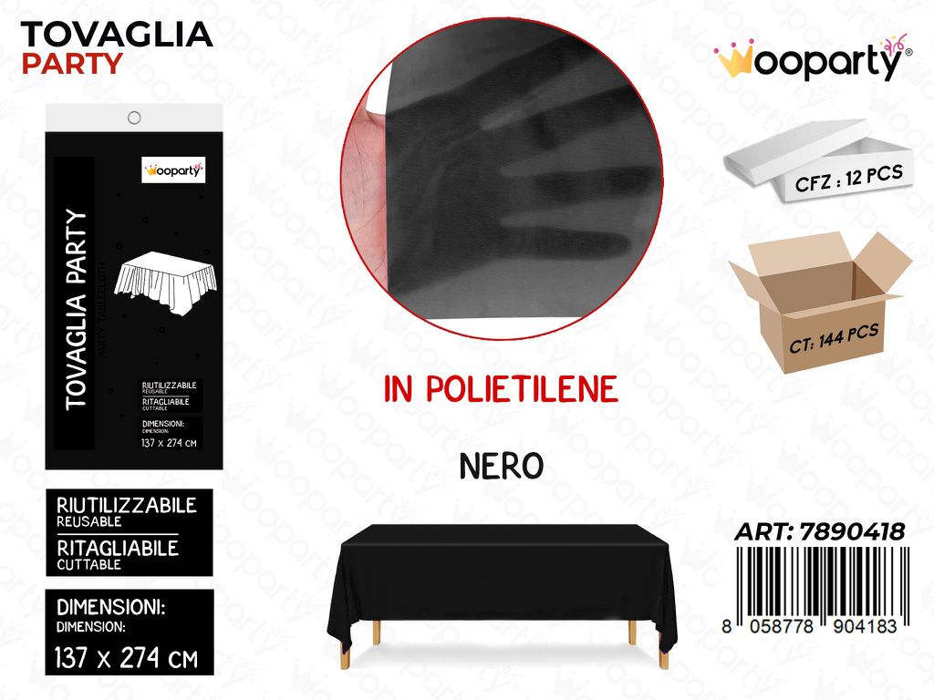 TOVAGLIA RIUT. NERO 137*274CM /PZ DA 12**