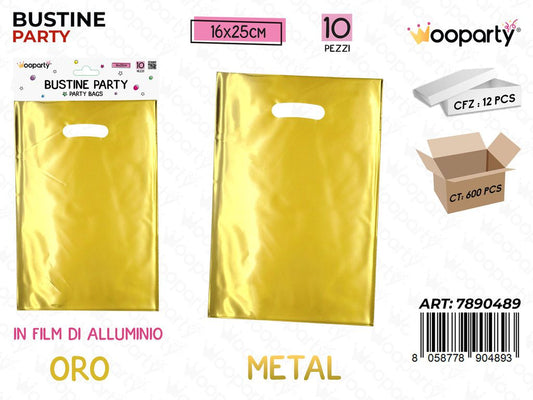BUSTINE PARTY ORO METAL 10PCS 16*25CM