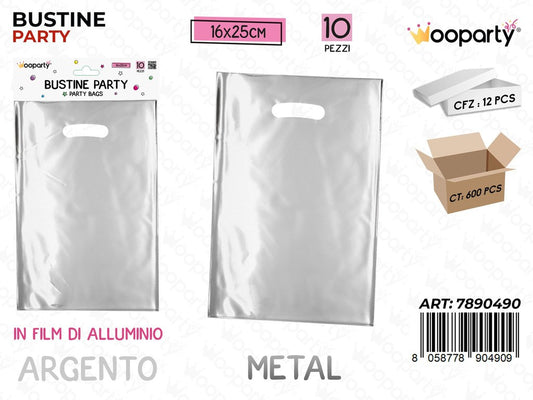 BUSTINE PARTY ARG. METAL 10PCS 16*25CM