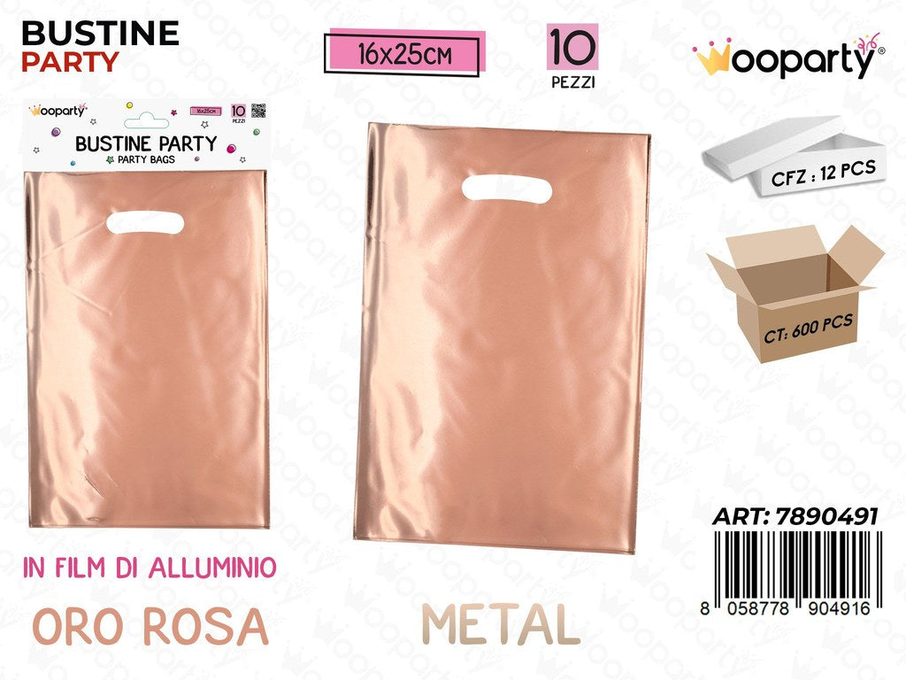 BUSTINE PARTY ORO ROSA METAL 10PCS 16*25CM