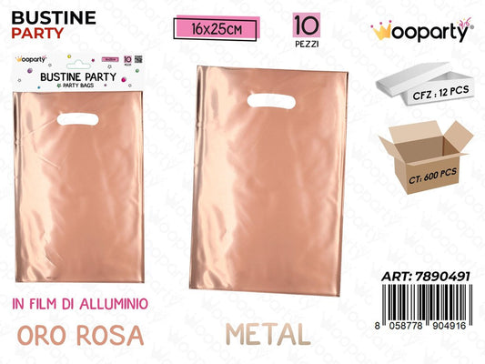 BUSTINE PARTY ORO ROSA METAL 10PCS 16*25CM