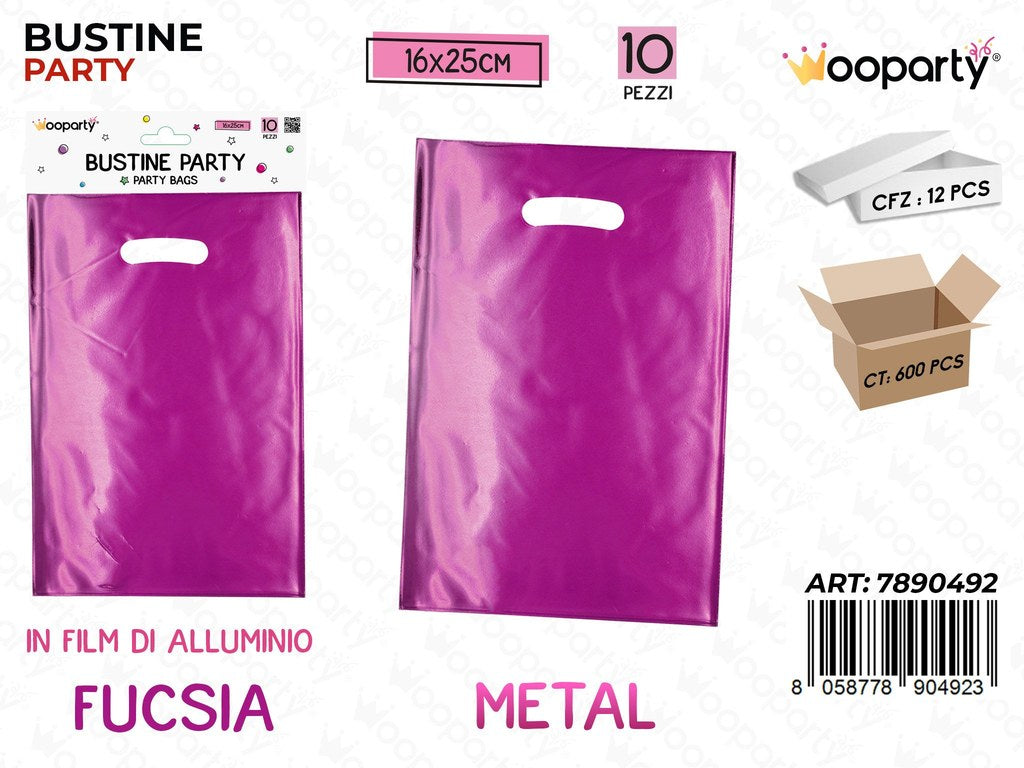 BUSTINE PARTY FUCSIA METAL 10PCS 16*25CM