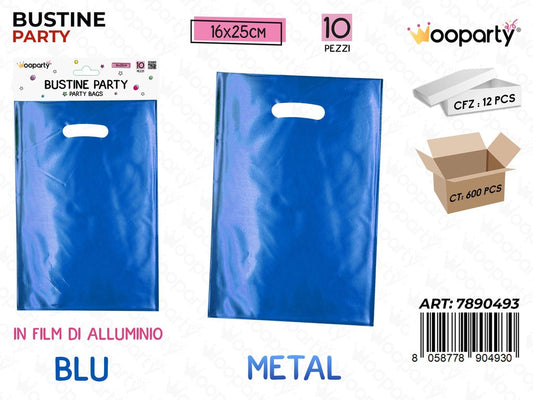 BUSTINE PARTY BLU METAL 10PCS 16*25CM