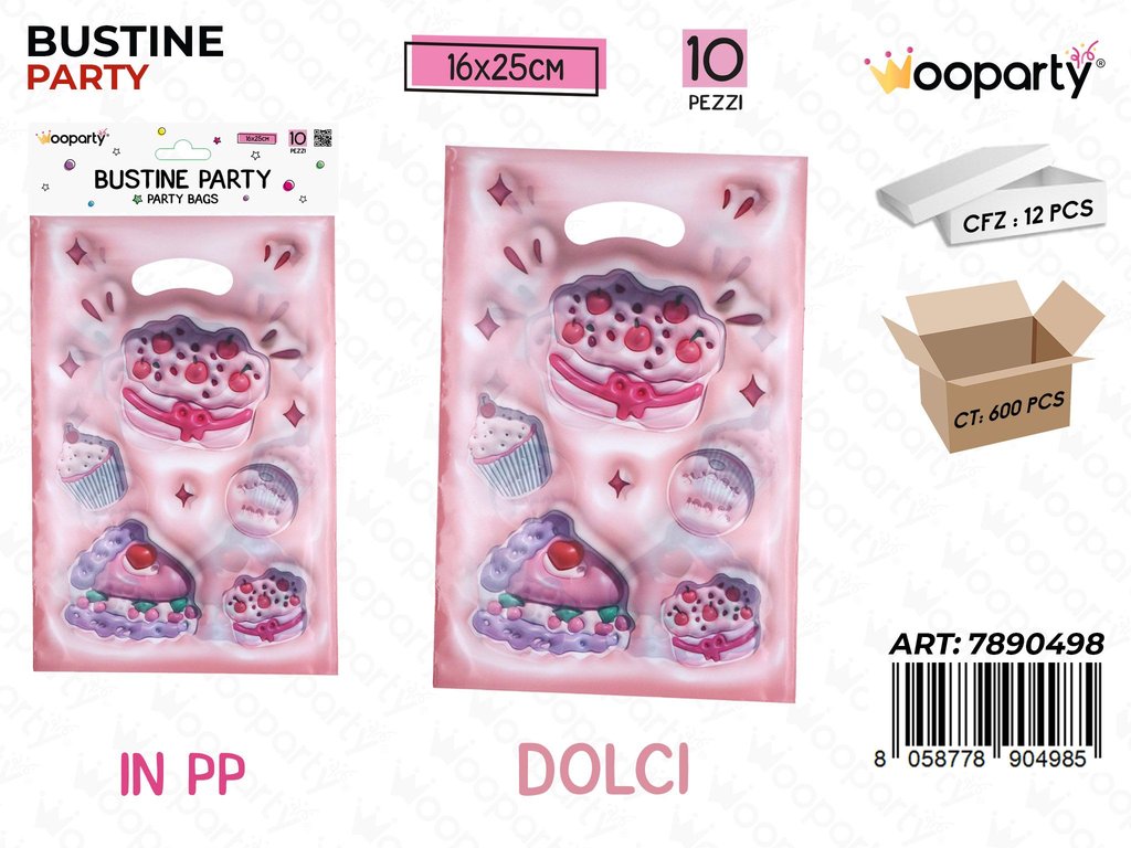 BUSTINE PARTY DOLCI PP 10PCS 16*25CM