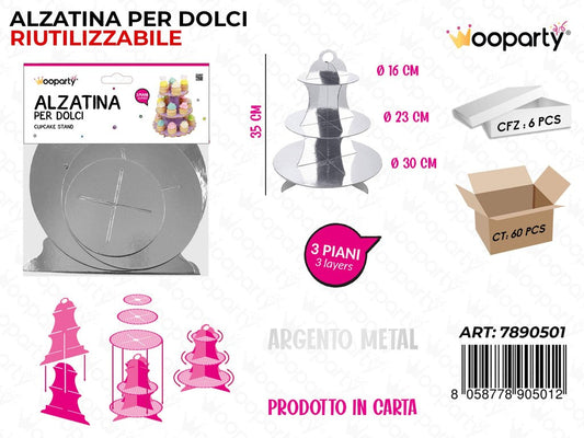 Alzatina per Dolci Arg. Metal 3PIANI 35CM