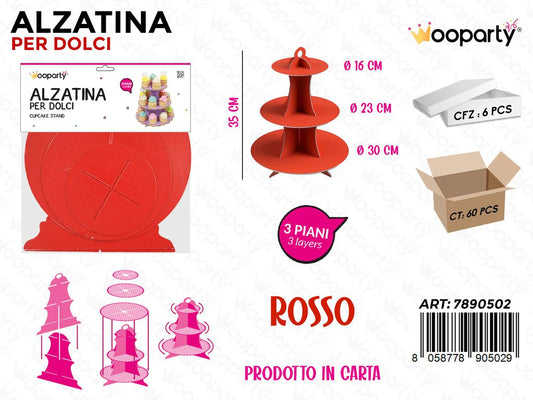Alzatina per Dolci Rosso 3PIANI 35CM