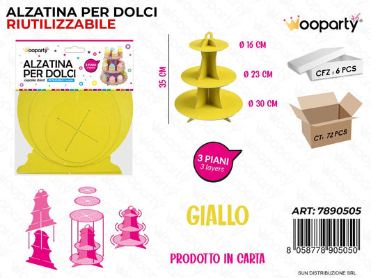Alzatina per Dolci Giallo 3PIANI 35CM