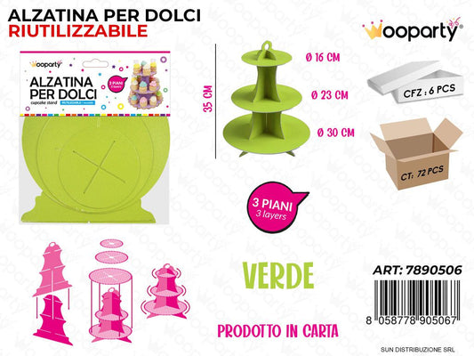 Alzatina per Dolci Verde 3PIANI 35CM