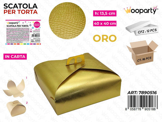 Wooparty Scatola per Torta Oro 40*40*13.5CM
