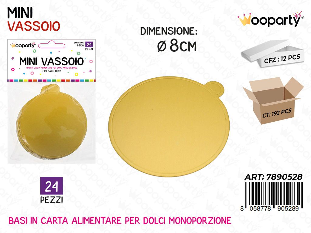 Wooparty Mini Vassoio Oro 24PCS D.8CM