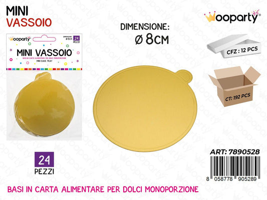 Wooparty Mini Vassoio Oro 24PCS D.8CM