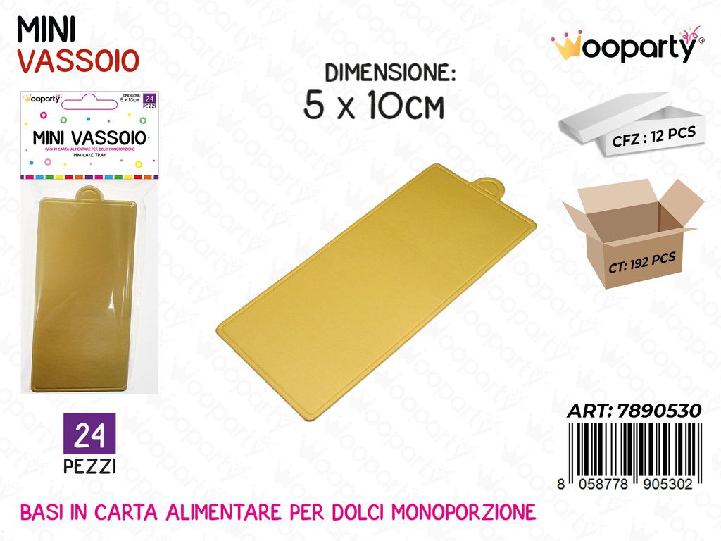 Wooparty Mini Vassoio Oro 24PCS 5*10CM