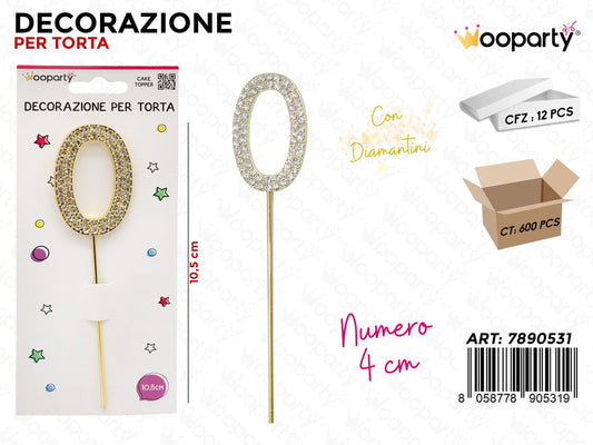 DEC. PER TORTA N.0 C/ BRILLANTINI 10.5CM /PZ DA 12**