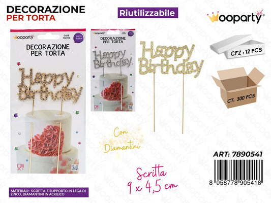 DEC. PER TORTA H. BIRTHDAY ASS. C/ BRILLANTINI /PZ DA 12**