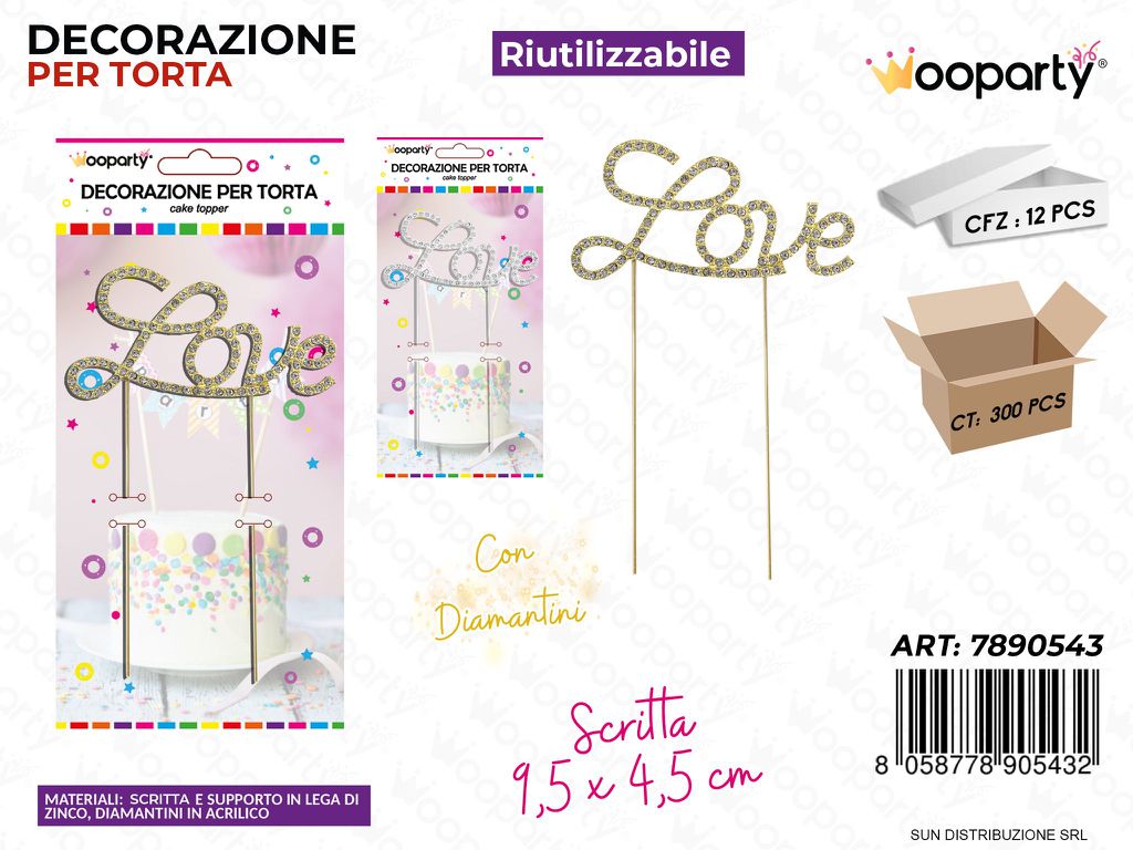 DEC. PER TORTA LOVE ASS. C/ BRILLANTINI /PZ DA 12**